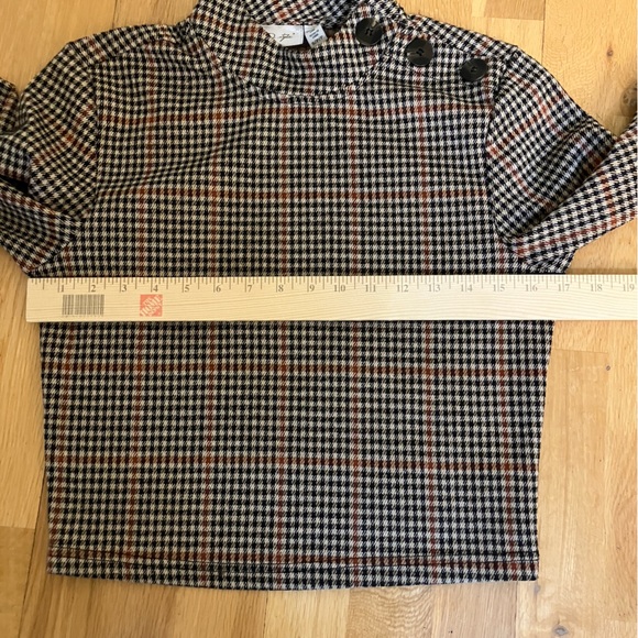 R.D. Style Women’s Black and Brown Plaid Houndstooth Cropped High Neck Shirt - Picture 7 of 8